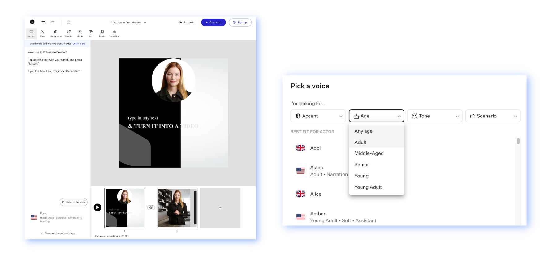 Übersicht über die Colossyan Creator-App
